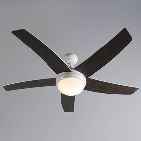 Stropný ventilátor biely s drevenou potlačou 132 cm s diaľkovým ovládaním - Cool
