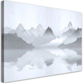 Obraz na plátně, Hory na abstrakci jezera - 90x60 cm
