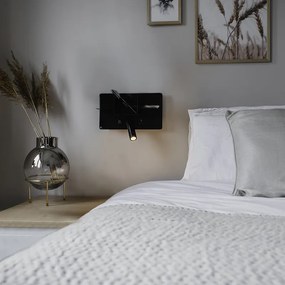 Moderná nástenná lampa čierna vrátane LED s USB - Thijs