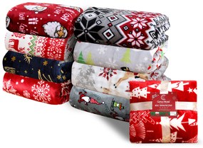 Červená vianočná mikroplyšová baránková deka SNOWFALL Rozmer: 150 x 200 cm