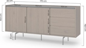Elegantná komoda Zenar 170 cm so zásuvkami - orech / čierna
