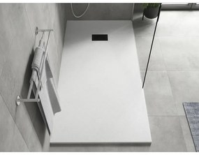 Mexen Hugo, obdĺžniková sprchová vanička SMC 180 x 80 cm, biela, čierna krytka, 42108018-B