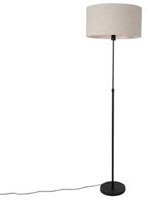 Stojaca lampa čierna nastaviteľná so svetlosivým tienidlom 50 cm - Parte