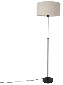 Stojaca lampa čierna nastaviteľná so svetlosivým tienidlom 50 cm - Parte