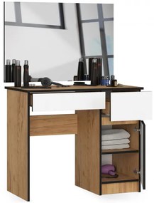 Toaletný stolík so zrkadlom CLP P-2/SL 900x600 pravý, dub craft / biely