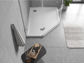 Mexen Flow Slim, pravostranná päťuholníková sprchová vanička 100 x 80 cm, biela lesklá, 46P108010R