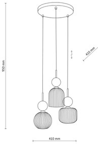 Závesný luster na lanku SOPHIA 3xE14/10W/230V čierna/zelená/dymová béžová