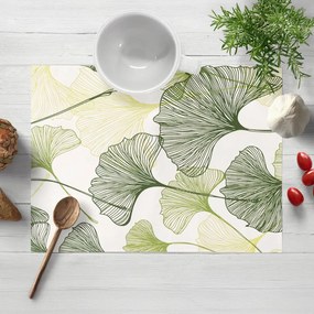 Biante Bavlnené prestieranie na stôl Sandra SA-576 Zelené Ginkgo listy na bielom 30x40 cm