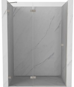 Mexen, Mexen Lunar ľavé výklopné sprchové dvere 130 cm, transparentné, brúsený nikel - 834-130-000-97-00-L