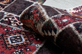 ANDRE 2305 umývací koberec orientálne patchwork protišmykový - bordó / hnedý Veľkosť: 160x220 cm