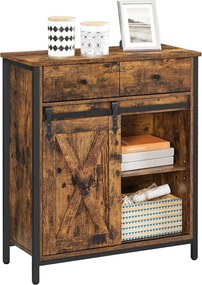 Príborník so zásuvkami a posuvnými dverami, rustikálny hnedý