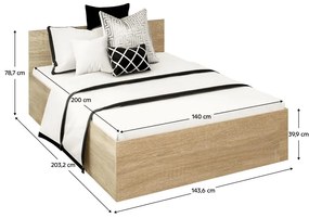 Manželská posteľ 140 cm Discutibles (dub sonoma) (s roštom) (s úl. priestorom). Vlastná spoľahlivá doprava až k Vám domov. 1116308