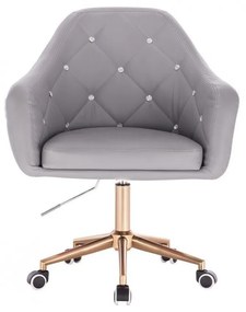 LuxuryForm DESIGN Kreslo ROMA na zlaté podstave s kolieskami - šedé