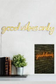 Nástenná neónová dekorácia Good Vibes Only žltá