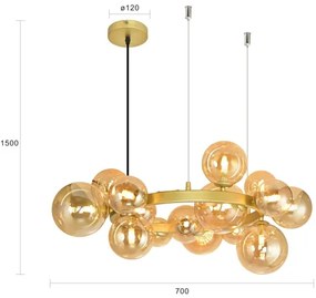 Brilagi - LED Luster na lanku MILLA 15xG9/3W/230V zlatá