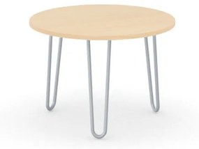 Okrúhly konferenčný stôl SPIDER, priemer 600 mm, sivo-strieborná podnož, doska buk