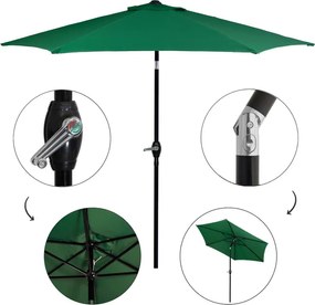 SPRINGOS Záhradný naklápací slnečník s kľukou 260 cm – tmavozelený GU0033