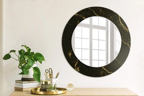 Okrúhle ozdobné zrkadlo na stenu Čierny mramor fi 50 cm