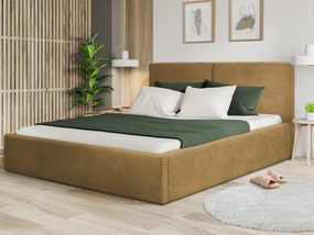 Posteľ Inez 180x200 cm, topazovo žltá štruktúrovaná látka