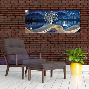 Obraz jeleňov pri splne (120x50 cm)