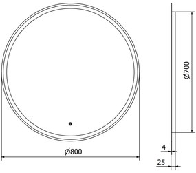 Mexen Gobi, LED okrúhle kúpeľňové zrkadlo s podsvietením 80 cm, 6000K, ochrana proti zahmlievaniu, 9801-080-080-611-00