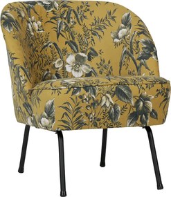 BePureHome Vogue zamatové dizajnové kreslo - Vzorovaná + žltá