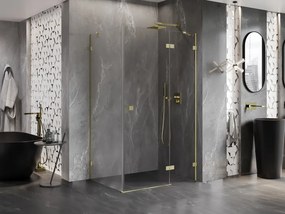 Mexen Lunar, pravostranný výklopný sprchový kút 70 x 80 cm, 8mm číre sklo, zlatý matný profil, 834-070-080-55-00-P
