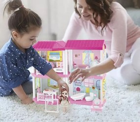 Skladací domček pre bábiky Villa + LED nábytok pre bábiky