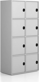 Kancelárska skriňa FRAME, 8x dvere, 872 x 450 x 1735 mm, RFID zámok, sivá
