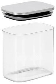 Arte Regal Sklenená obdĺžniková dóza s nerezovým vekom, 0,8l NEREZ VIVO