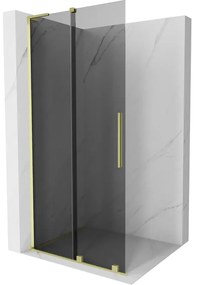 Mexen Velar L, posuvná sprchová zástena Walk-in 90 x 200 cm, 8mm šedé sklo, zlatá matná, 871-090-003-43-55