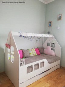 Detská domčeková posteľ KIDHOUSE so šuplíkom - sonoma - pravá - 160x80 cm