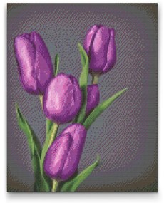 Gario Diamantové maľovanie Fialové tulipány Rozmery: 80 x 100 cm, Rámovanie: S vnútorným rámom, Diamanty: Štvorcové