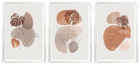 Gario Sada plagátov Jesenná monstera - 3 dielna Farba rámu: Zlatá, Veľkosť: 135 x 63 cm