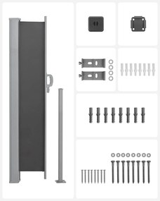 Bočná výsuvná markíza na balkón, terasu a záhradu 300 x 160 cm, dymovo šedá