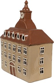 Béžový keramický svietnik na čajovú sviečku domček Amster Village - 20*10*26 cm