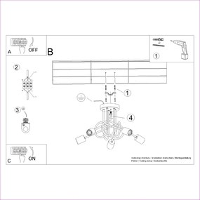 Stropné svietidlo Ember 5, drevené telo svietidla, w