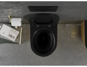 Mexen Lena, závesná toaletná misa 480x360x355 mm s pomaly padajúcim sedátkom, čierna matná - zlatý vzor, 30224077