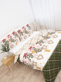 Vianočné predĺžené bavlnené obliečky Renforcé – Kúzlo Vianoc krémové