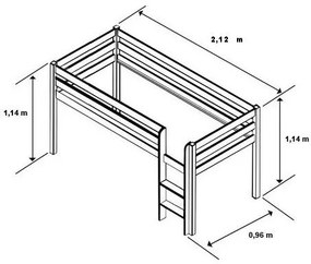 Detská vyvýšená posteľ PIRÁTI bieločiernej - BIELA