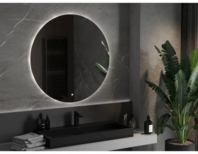 Mexen Erg, okrúhle LED podsvietené kúpeľňové zrkadlo 100 cm, 6000K, vykurovacia podložka proti zahmlievaniu, 9823-100-100-611-00