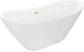 Mexen Lotos, voľne stojaca vaňa 160 x 75 cm, biela, zlatý matný prepad, 52051607700-55
