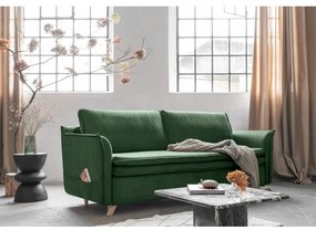 Zelená zamatová rozkladacia pohovka 225 cm Charming Charlie – Miuform