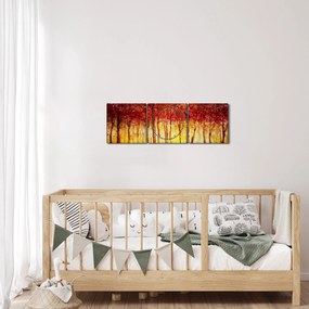 Obraz - Maľba listnatého lesa (s hodinami) (90x30 cm)