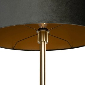 Stolová lampa mosadz s oválnym zamatovým tienidlom zelená 35 cm - Simplo