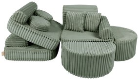 MeowBaby® Churros detská pohovka Max, Olive Sage Green