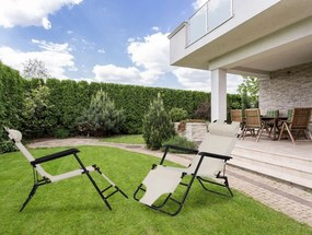 Ležadlo s opierkou hlavy, skladacia konštrukcia, béžové