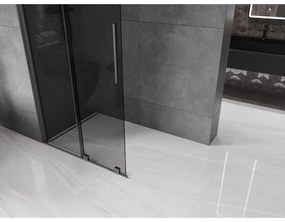 Mexen Velar, sprchová zástena s posuvnými dverami Walk-in 85 x 200 cm, 8mm šedé sklo, grafit brúsený, 871-085-000-43-66