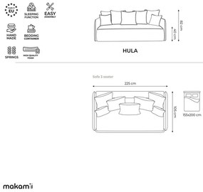 Tyrkysovomodrá zamatová rozkladacia/s úložným priestorom pohovka 225 cm Hula – Makamii