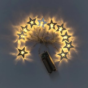 DECOLED Svetelná reťaz LED na batérie, 10 teplých bielych LED diód, 1,5 m, akrylové hviezdy